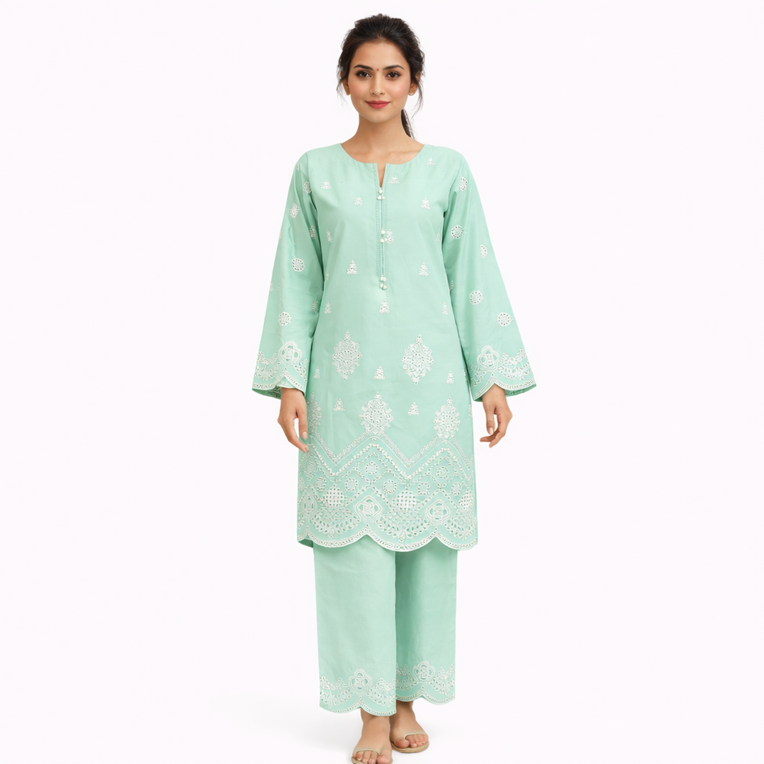 A traditional women’s kurta set, commonly worn in South Asian fashion