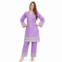 traditional South Asian kurta–trouser set with a fresh, everyday-festive vibe.