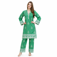 traditional South Asian kurta–trouser set with a fresh, everyday-festive vibe.