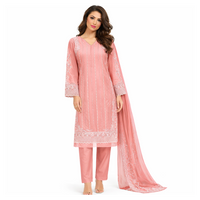 traditional South Asian three-piece suit (kameez, trousers, and dupatta)