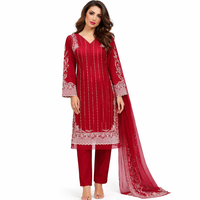 traditional South Asian three-piece suit (kameez, trousers, and dupatta)
