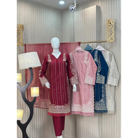 traditional South Asian three-piece suit (kameez, trousers, and dupatta)