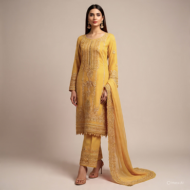 A traditional South Asian three-piece suit,