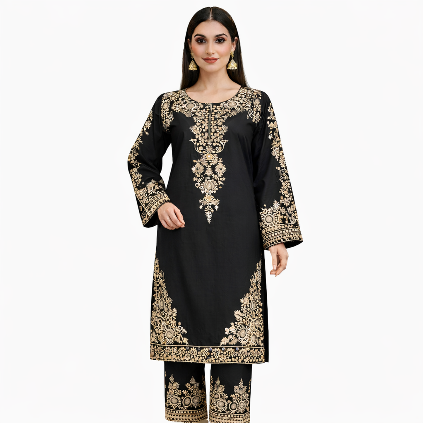 Traditional women’s kurta set (kurta + straight pants•