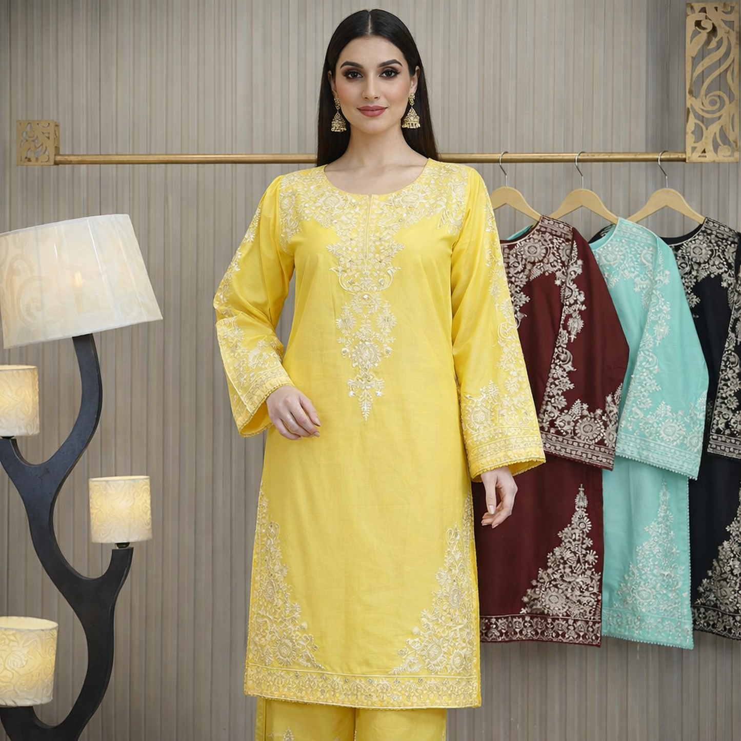 Traditional women’s kurta set (kurta + straight pants•